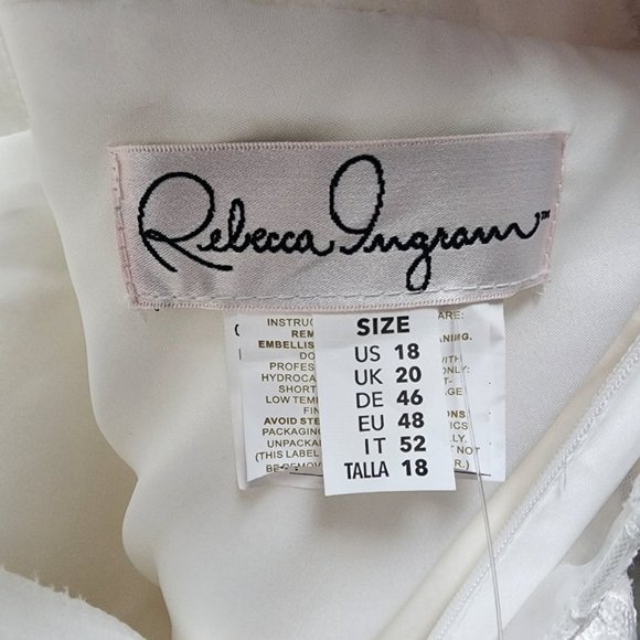 Rebecca Ingram White Lace Beaded Bodice Tulle Wedding Gown Size 18 - Picture 14 of 16